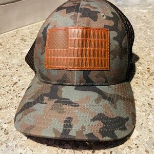Columbia- Fitted Camouflage Trucker Hat with Leather Patch